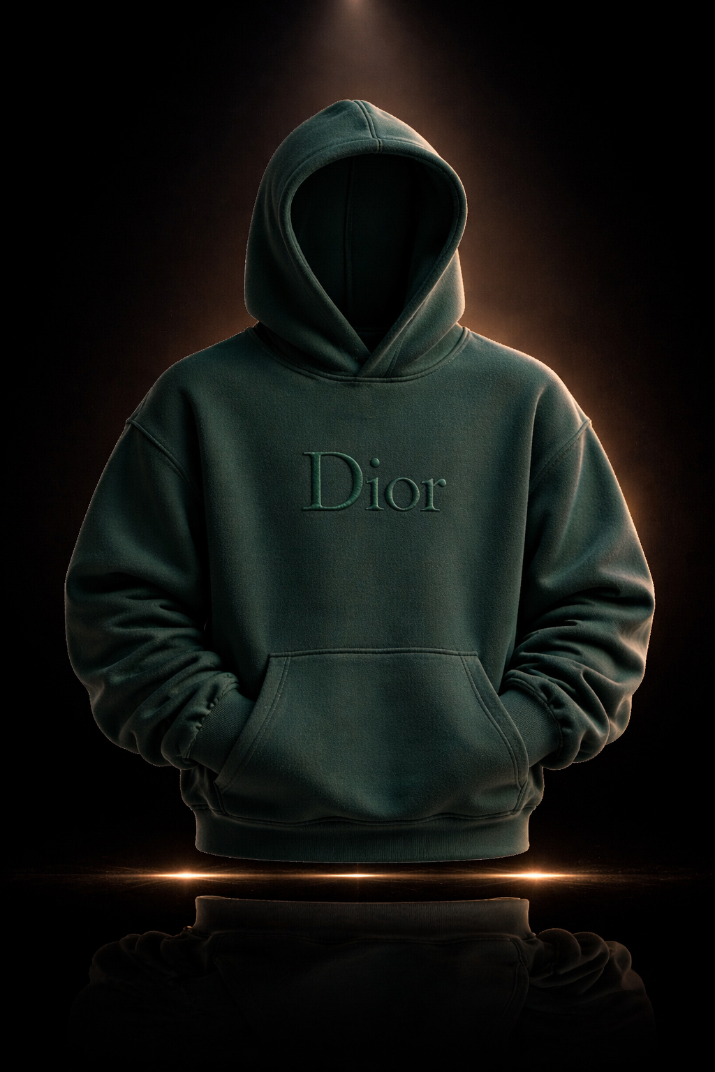 forest green hoodie embossed premium heavyweight